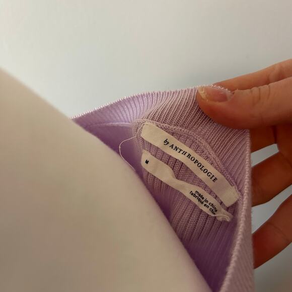 By Anthropologie Pastel Purple Cutout Fitted Ribbed Spring Tank Size Medium - Picture 4 of 6